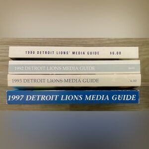 Detroit Lions - Media Guide Lot X 4 - 1990, 1992, 1993 & 1997 - Excellent